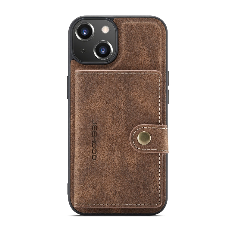 For iPhone 14 Plus JEEHOOD Retro Magnetic Detachable Leather Phone Case
