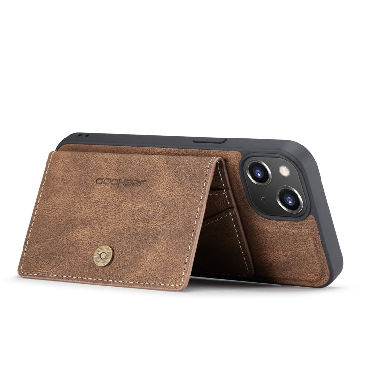 For iPhone 14 Plus JEEHOOD Retro Magnetic Detachable Leather Phone Case