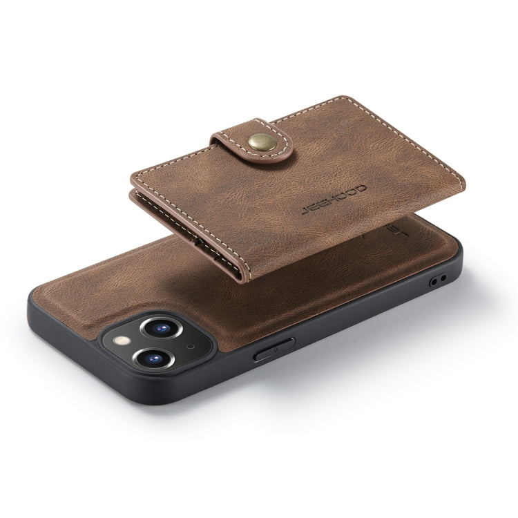For iPhone 14 Plus JEEHOOD Retro Magnetic Detachable Leather Phone Case
