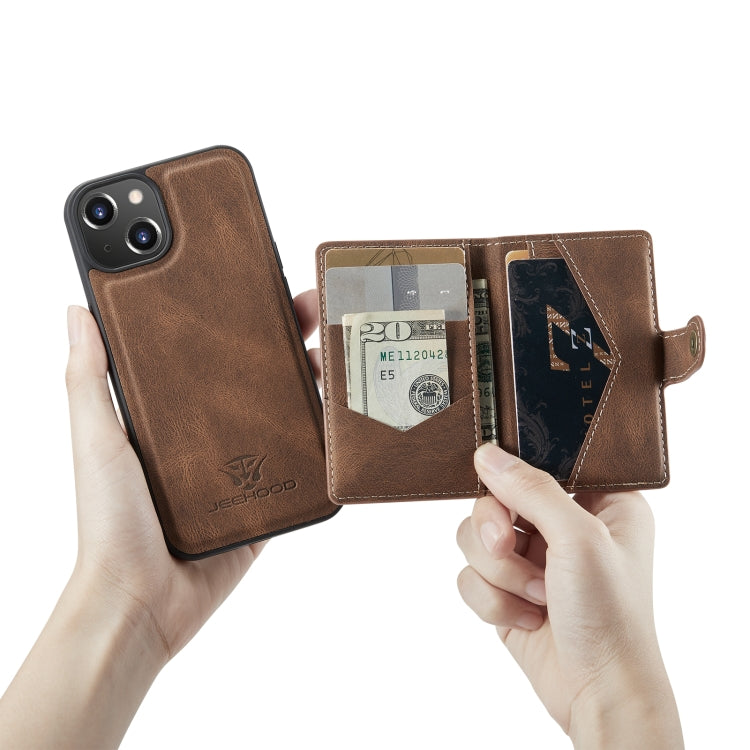 For iPhone 14 Plus JEEHOOD Retro Magnetic Detachable Leather Phone Case