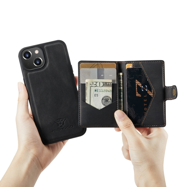 For iPhone 14 Plus JEEHOOD Retro Magnetic Detachable Leather Phone Case
