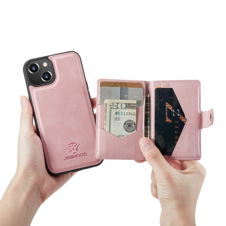 For iPhone 14 Plus JEEHOOD Retro Magnetic Detachable Leather Phone Case