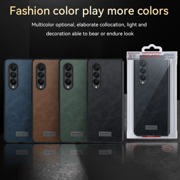 For Samsung Galaxy Z Fold4 SULADA Shockproof TPU + Handmade Leather Protective Case