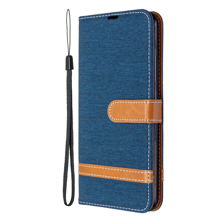 For Galaxy A70e Color Matching Denim Texture Horizontal Flip Leather Case with Holder & Card Slots & Wallet & Lanyard