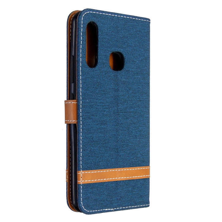 For Galaxy A70e Color Matching Denim Texture Horizontal Flip Leather Case with Holder & Card Slots & Wallet & Lanyard
