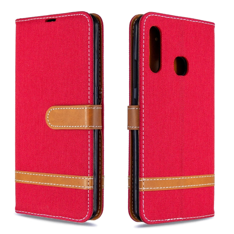 For Galaxy A70e Color Matching Denim Texture Horizontal Flip Leather Case with Holder & Card Slots & Wallet & Lanyard