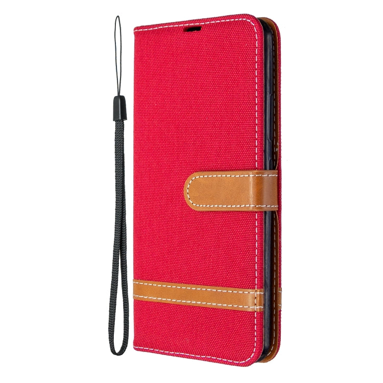 For Galaxy A70e Color Matching Denim Texture Horizontal Flip Leather Case with Holder & Card Slots & Wallet & Lanyard