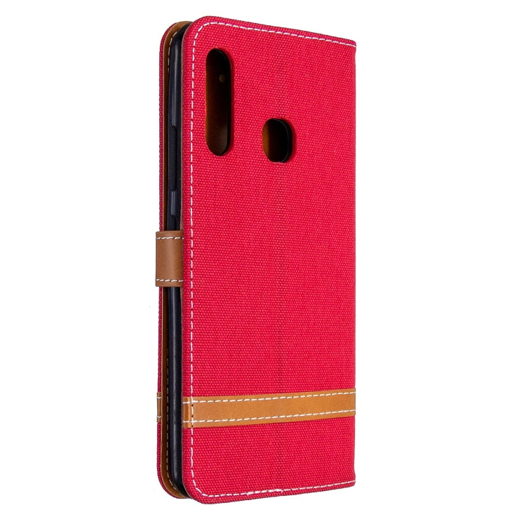 For Galaxy A70e Color Matching Denim Texture Horizontal Flip Leather Case with Holder & Card Slots & Wallet & Lanyard