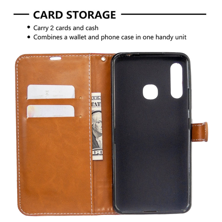 For Galaxy A70e Color Matching Denim Texture Horizontal Flip Leather Case with Holder & Card Slots & Wallet & Lanyard