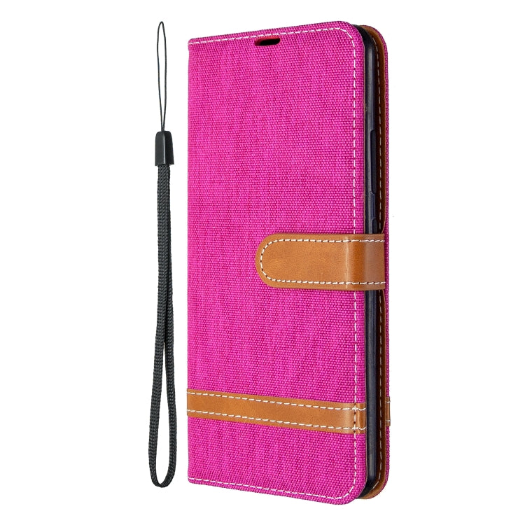 For Galaxy A70e Color Matching Denim Texture Horizontal Flip Leather Case with Holder & Card Slots & Wallet & Lanyard