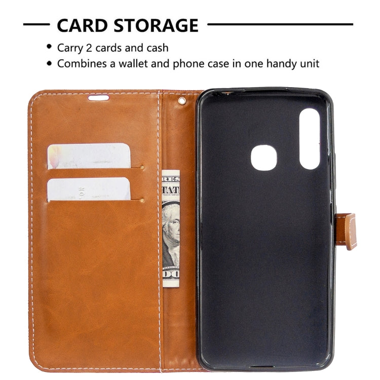 For Galaxy A70e Color Matching Denim Texture Horizontal Flip Leather Case with Holder & Card Slots & Wallet & Lanyard