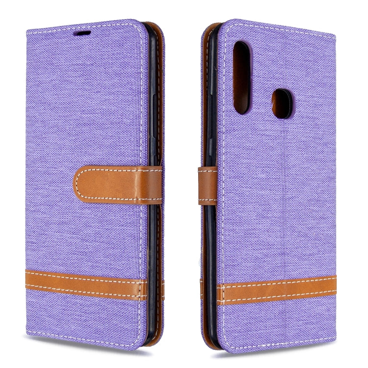 For Galaxy A70e Color Matching Denim Texture Horizontal Flip Leather Case with Holder & Card Slots & Wallet & Lanyard