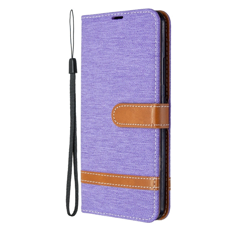 For Galaxy A70e Color Matching Denim Texture Horizontal Flip Leather Case with Holder & Card Slots & Wallet & Lanyard
