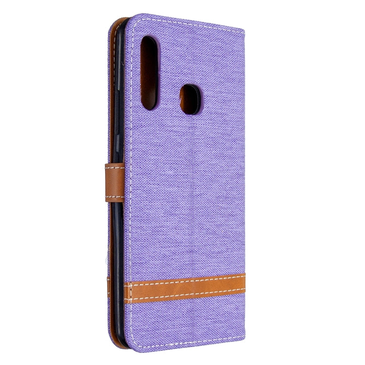 For Galaxy A70e Color Matching Denim Texture Horizontal Flip Leather Case with Holder & Card Slots & Wallet & Lanyard