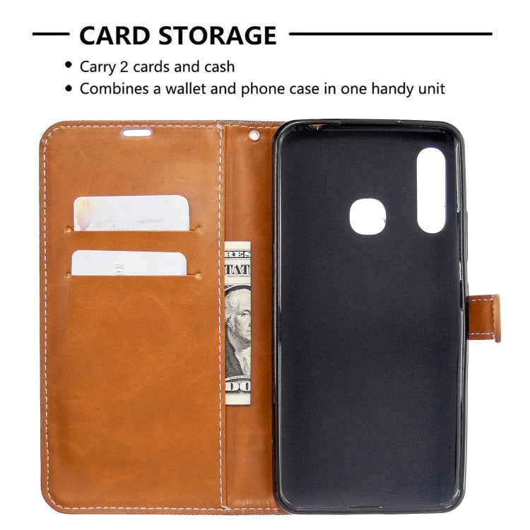 For Galaxy A70e Color Matching Denim Texture Horizontal Flip Leather Case with Holder & Card Slots & Wallet & Lanyard