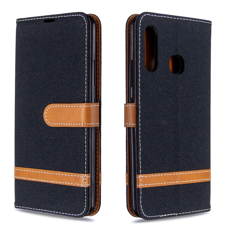 For Galaxy A70e Color Matching Denim Texture Horizontal Flip Leather Case with Holder & Card Slots & Wallet & Lanyard