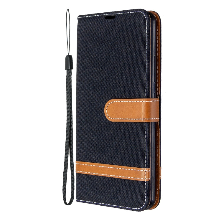 For Galaxy A70e Color Matching Denim Texture Horizontal Flip Leather Case with Holder & Card Slots & Wallet & Lanyard