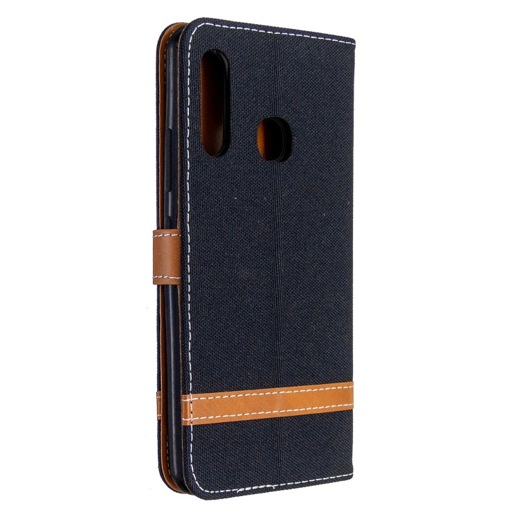 For Galaxy A70e Color Matching Denim Texture Horizontal Flip Leather Case with Holder & Card Slots & Wallet & Lanyard