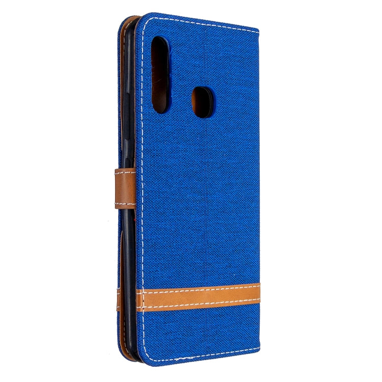 For Galaxy A70e Color Matching Denim Texture Horizontal Flip Leather Case with Holder & Card Slots & Wallet & Lanyard