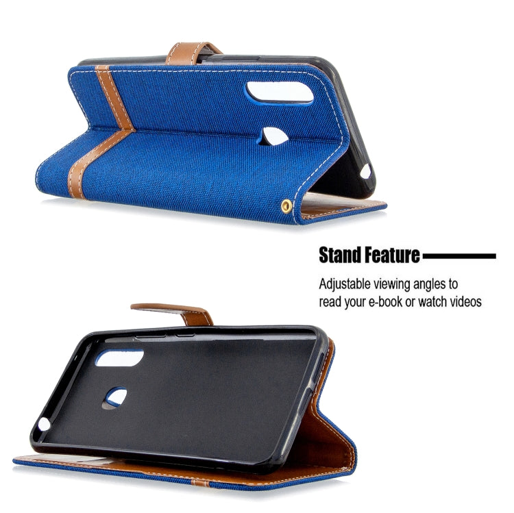 For Galaxy A70e Color Matching Denim Texture Horizontal Flip Leather Case with Holder & Card Slots & Wallet & Lanyard