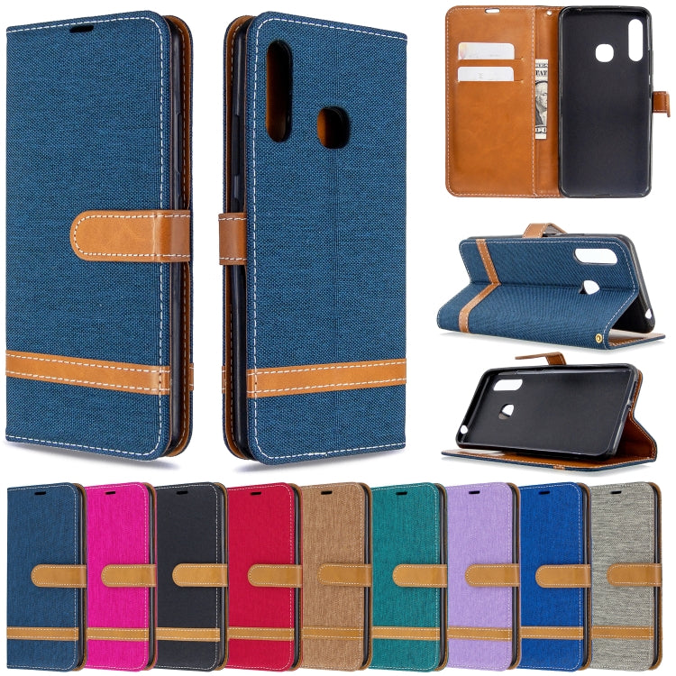 For Galaxy A70e Color Matching Denim Texture Horizontal Flip Leather Case with Holder & Card Slots & Wallet & Lanyard