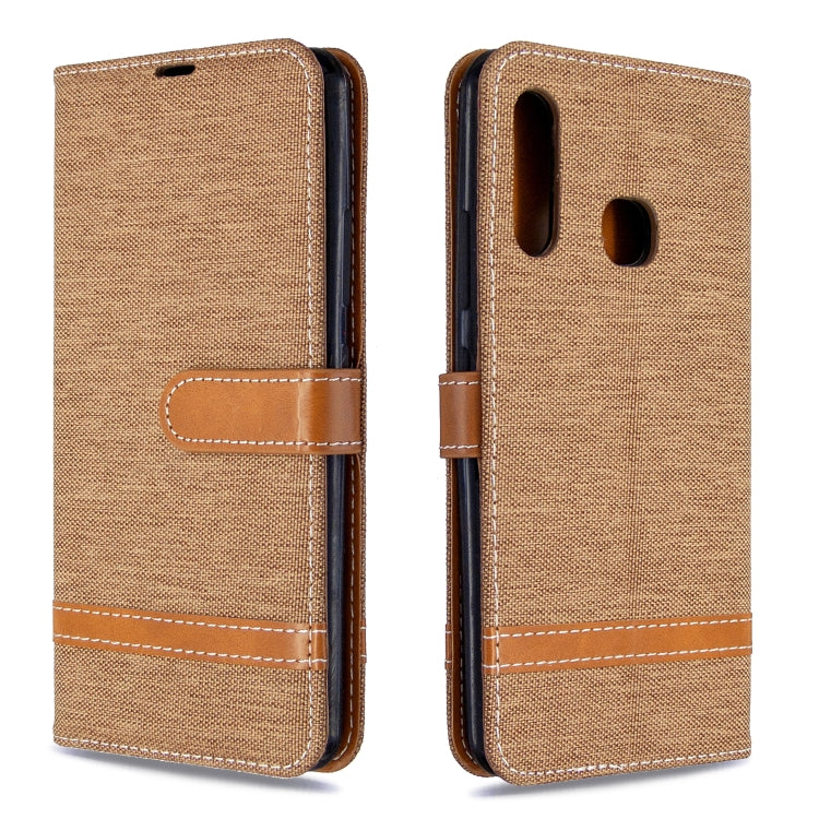 For Galaxy A70e Color Matching Denim Texture Horizontal Flip Leather Case with Holder & Card Slots & Wallet & Lanyard