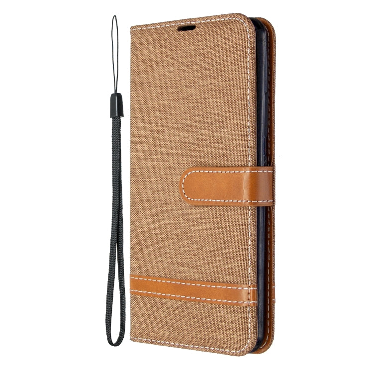 For Galaxy A70e Color Matching Denim Texture Horizontal Flip Leather Case with Holder & Card Slots & Wallet & Lanyard