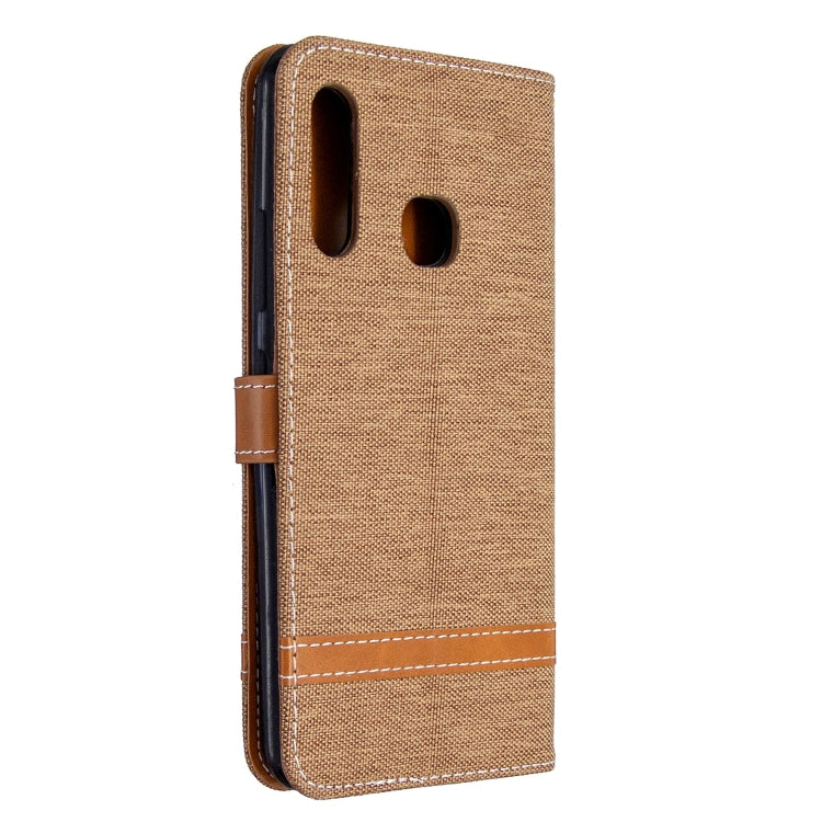 For Galaxy A70e Color Matching Denim Texture Horizontal Flip Leather Case with Holder & Card Slots & Wallet & Lanyard
