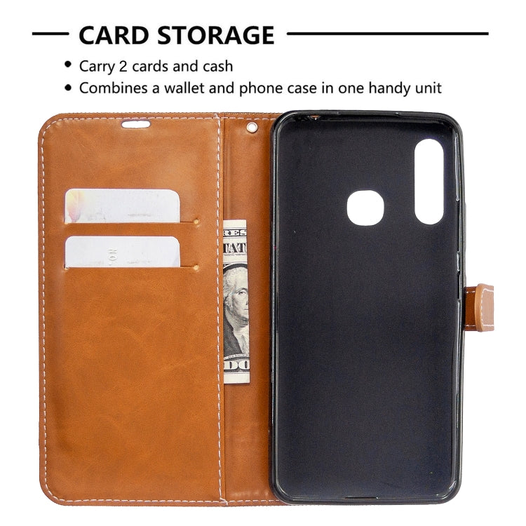 For Galaxy A70e Color Matching Denim Texture Horizontal Flip Leather Case with Holder & Card Slots & Wallet & Lanyard