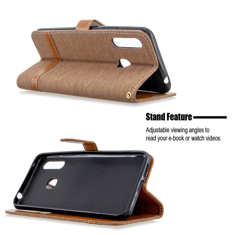 For Galaxy A70e Color Matching Denim Texture Horizontal Flip Leather Case with Holder & Card Slots & Wallet & Lanyard