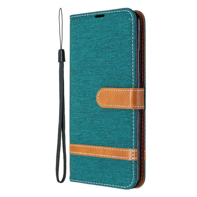 For Galaxy A70e Color Matching Denim Texture Horizontal Flip Leather Case with Holder & Card Slots & Wallet & Lanyard