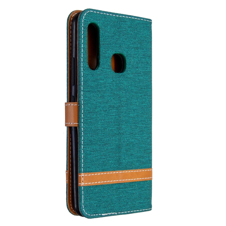 For Galaxy A70e Color Matching Denim Texture Horizontal Flip Leather Case with Holder & Card Slots & Wallet & Lanyard
