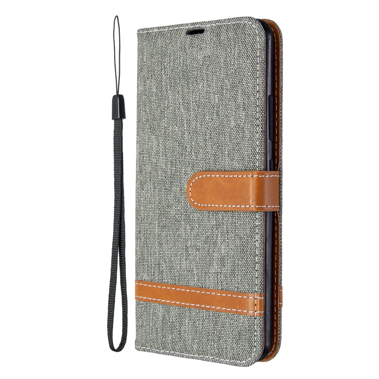 For Galaxy A70e Color Matching Denim Texture Horizontal Flip Leather Case with Holder & Card Slots & Wallet & Lanyard