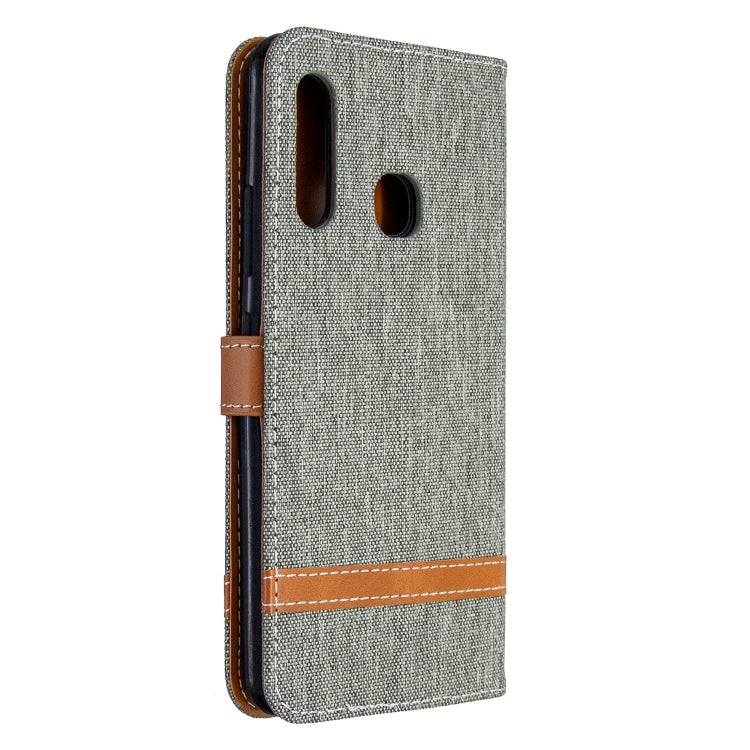 For Galaxy A70e Color Matching Denim Texture Horizontal Flip Leather Case with Holder & Card Slots & Wallet & Lanyard