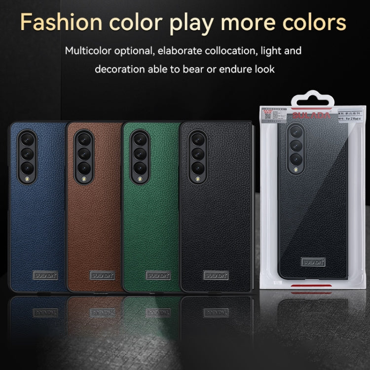 For Samsung Galaxy Z Fold4 SULADA Shockproof TPU + Handmade Leather Phone Case