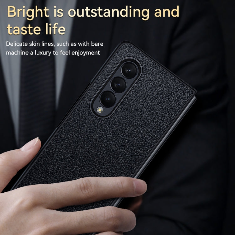For Samsung Galaxy Z Fold4 SULADA Shockproof TPU + Handmade Leather Phone Case