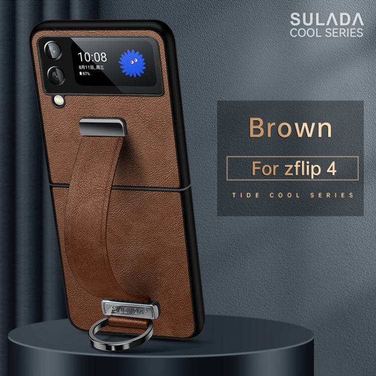 For Samsung Galaxy Z Flip4 SULADA Cool Series PC + Leather Texture Skin Feel Shockproof Phone Case