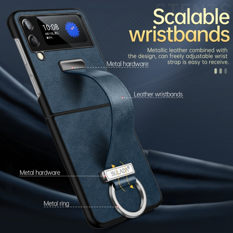For Samsung Galaxy Z Flip4 SULADA Cool Series PC + Leather Texture Skin Feel Shockproof Phone Case