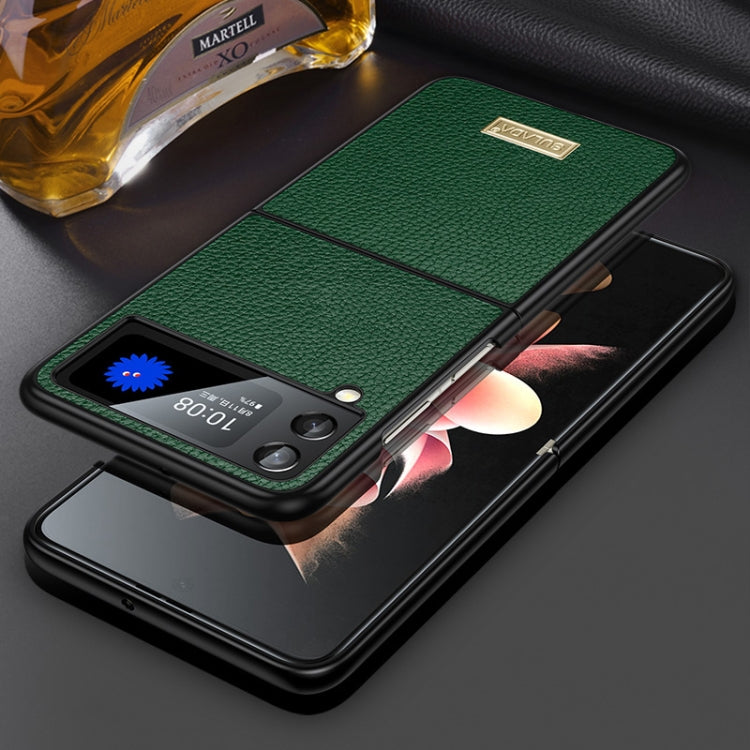 For Samsung Galaxy Z Flip4 SULADA Shockproof TPU + Handmade Leather Phone Case