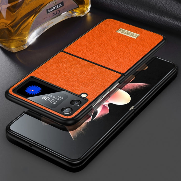 For Samsung Galaxy Z Flip4 SULADA Shockproof TPU + Handmade Leather Phone Case