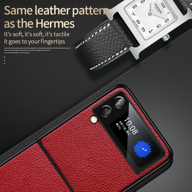For Samsung Galaxy Z Flip4 SULADA Shockproof TPU + Handmade Leather Phone Case