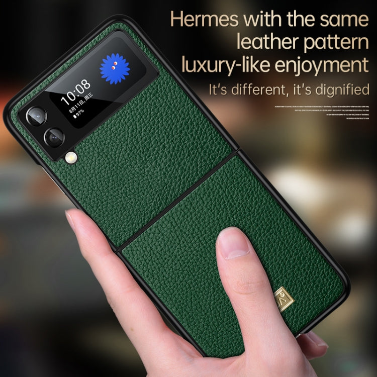For Samsung Galaxy Z Flip4 SULADA Shockproof TPU + Handmade Leather Phone Case