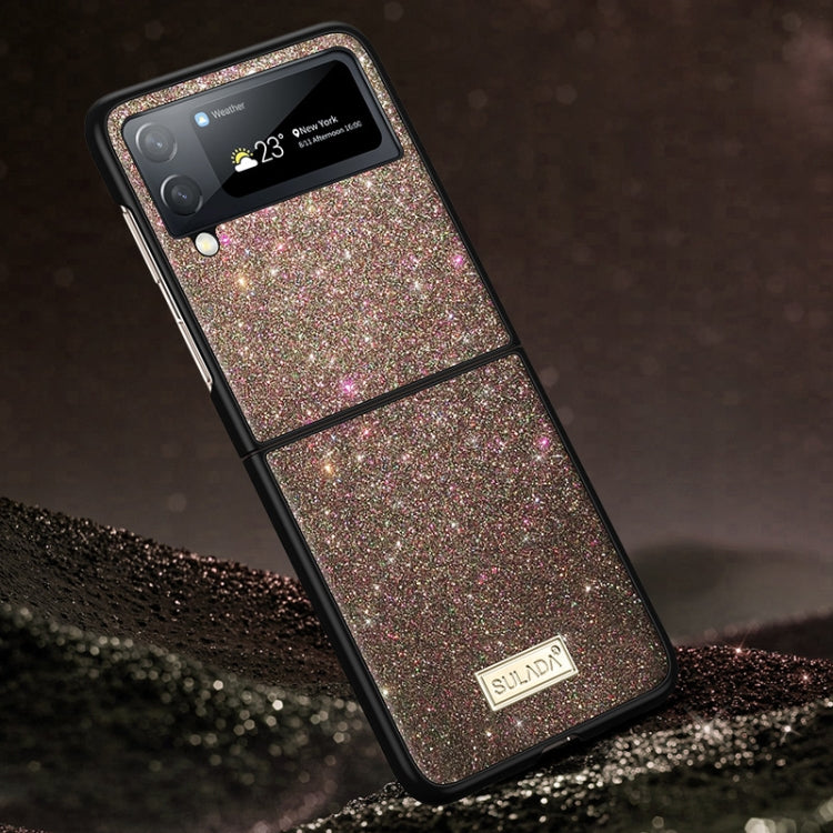 For Samsung Galaxy Z Flip4 SULADA Shockproof TPU + Handmade Leather Phone Case