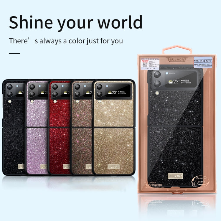 For Samsung Galaxy Z Flip4 SULADA Shockproof TPU + Handmade Leather Phone Case