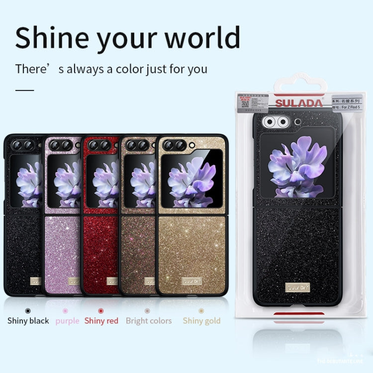 For Samsung Galaxy Z Flip5 SULADA Shockproof TPU + Handmade Leather Phone Case