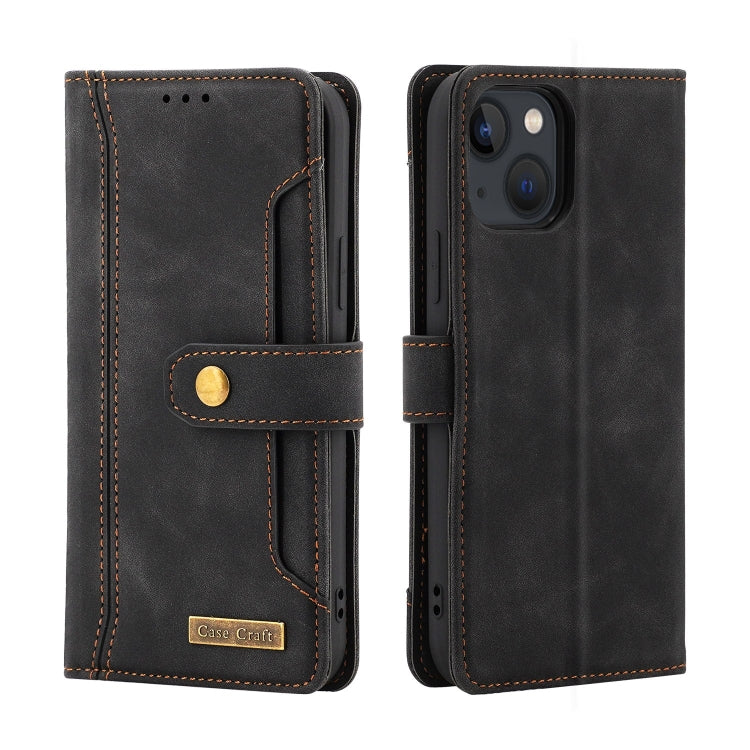 For iPhone 14 Copper Buckle Leather Phone Case