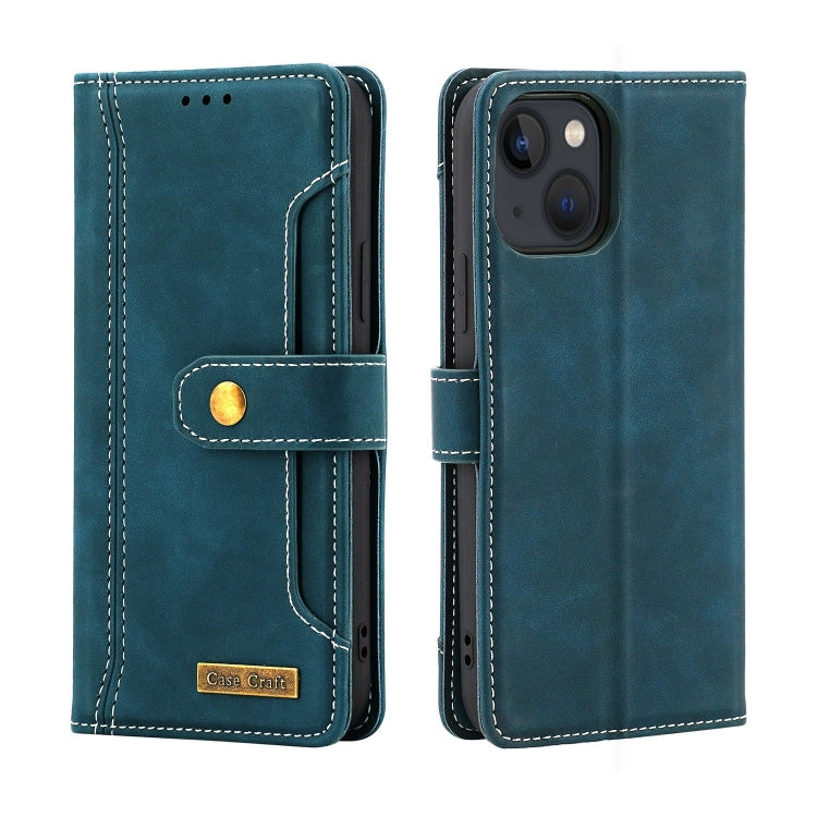 For iPhone 14 Copper Buckle Leather Phone Case