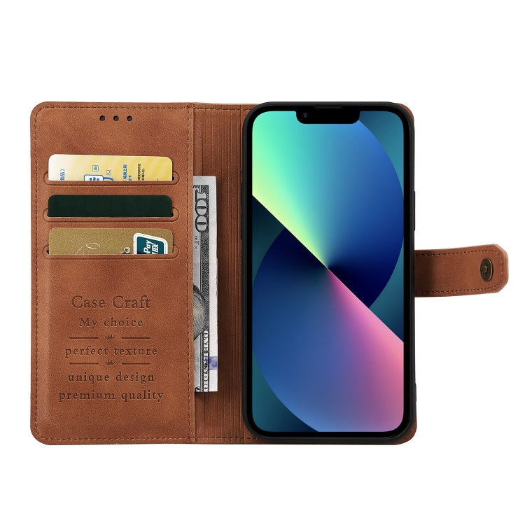 For iPhone 14 Copper Buckle Leather Phone Case