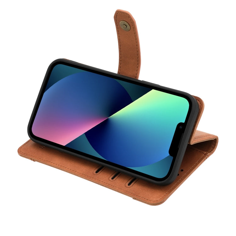 For iPhone 14 Copper Buckle Leather Phone Case