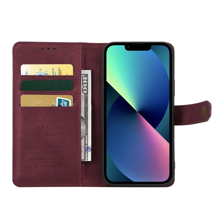 For iPhone 14 Copper Buckle Leather Phone Case